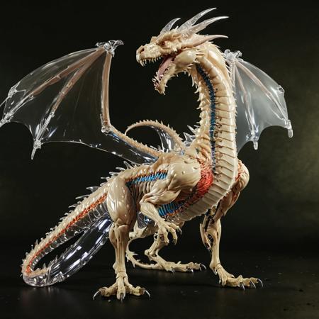 A transparent dragon its insides are visible through transparent skin, fullbody,
High quality, high resolution, 8K, 