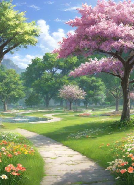 <lora:PE_AnimeBG:0.8> PEAnimeBG,
park, trees, grass ,flowers,
masterpiece, high resolution, octance 4k, high detail