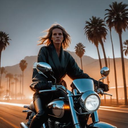 ellemacpherson a photo of a woman on a motorcycle in Hollywood at sundown. Palm trees in the background. alluring. Trending on artstation.  photo of a woman on a motorcycle in Hollywood at sundown. Palm trees in the background. Borne. Magic. Rhino reflection. wide angle. trending on  photo of a woman on a motorcycle, in the style of stefan kostic and david cronenberg, realistic, sharp focus, 8 k high definition, insanely detailed, intricate, chiaroscuro, elegant, wearing a ripped mantle and robe, face by wlop, perfect faces, symmetrical face, extremely high details, hypnotic eyes, realistic, fantasy art, solo, masterpiece, art by hermann nitsch, zdzislaw beksinski, dariusz zawadzki, giger, dragan bibin and esao andrews and gast