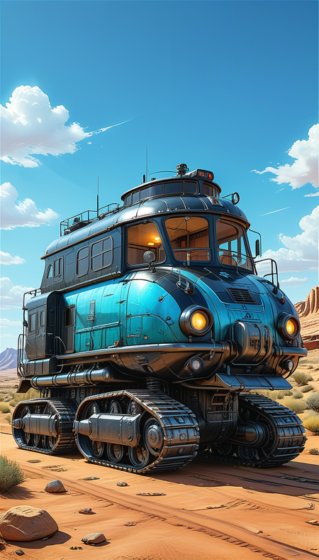 (cel-shading:2)+, (in ARTIST style:1.6), (masterpiece:1.7),  glow blue neon, hyperrealism, glossy, shinny, clear image, accurate picture, clear picture, precise image, focused image, Science fiction style, Science fiction, (cozy comfy ground vehicle, motor vehicle, sky, no humans, cloud, outdoors, vehicle focus, train, truck, scenery, day, military, Tracked Vehicle, Traction City, black paint, house)
comic style, (ultra sharp focus:2), (thin lines:2), (best quality:1.8),
(masterpiece:1.8), (highest detailed:1.8), perfectly lighted, (contrast), (saturated), (((sharp focus))),
(hyperdetailed:1.3), (intricate details:1.2), (Refined details:1.3), (best quality:1.5), highly detailed textures, vibrant colors,
(ultra sharp focus:1.8), (detailed texture:1.8), (detailed edges:1.8), (thin lines:1.8), (best quality:1.8),
<lora:Apparatus_-_Traction_City_Walkers_Vehicles:0.8>,