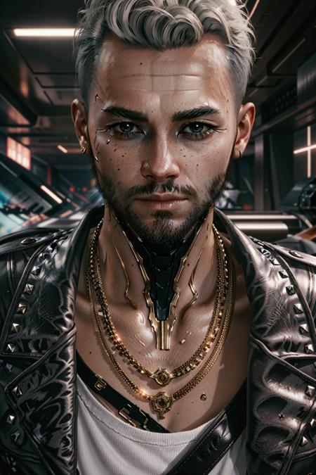 (masterpiece, best quality:1.3)
<lora:epi_noiseoffset2:1> <lora:add_detail:0.5> <lora:KerryEurodyneCyber:0.7>
KerryEurodyneCyber, 1boy, solo, white hair, cyberpunk, portrait