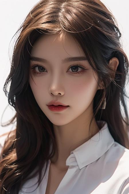 (ulzzang-6500-v1.1:0.8),best quality,ultra high res,(photorealistic:1.4),cinema light,depth of field,beautiful face,(PureErosFace_V1:0.3),an extremely delicate and beautiful,extremely detailed,CG,unity,8k wallpaper,Amazing,finely detail,masterpiece,best quality,best quality,<lora:Yome:1>,1girl,face,curly hair,white background,upper body,solo,looking at viewer,realistic