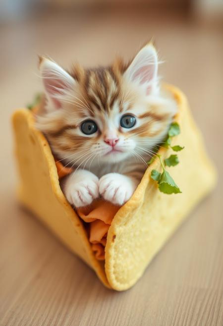 A fluffy kitten in a taco!,absolutely adorable,uwu,cute