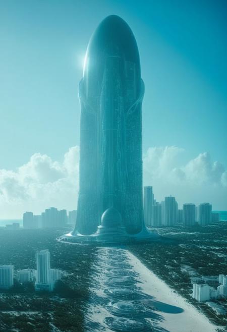 Lunar Daytime  ,  futuristic metropolis, ( Miami Beach:1.37)