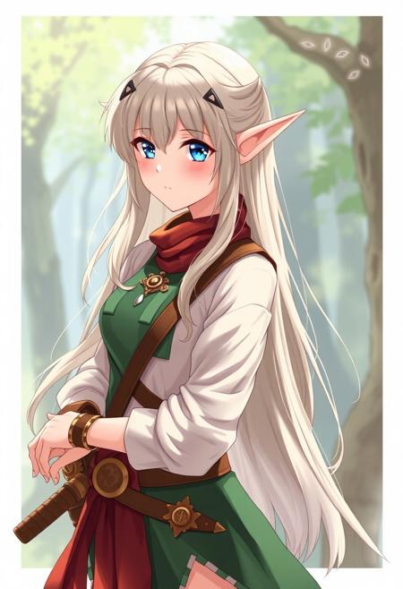 anime style, female elf