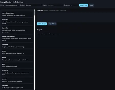 Prompt Palette — Flux & SDXL Prompt Builder (Frontend)