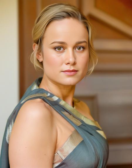 BrieLarson,<lora:BrieLarsonSDXL:1>woman wearing saree, background blur, portrait