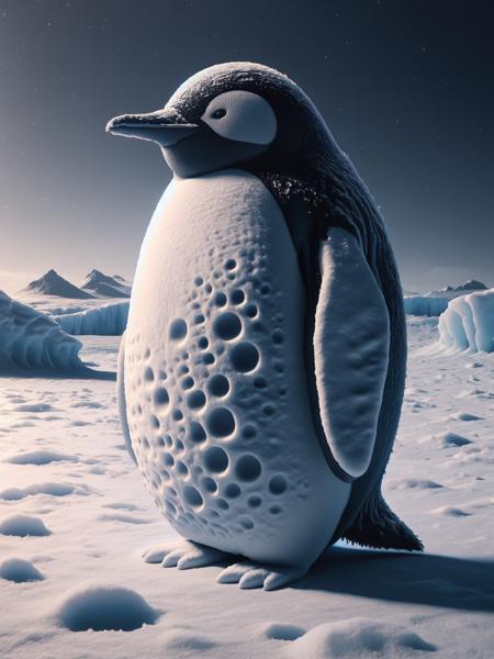 <lora:Lunar_Surface_SDXL:1> ais-lunar penguin stood on the frozen tundra