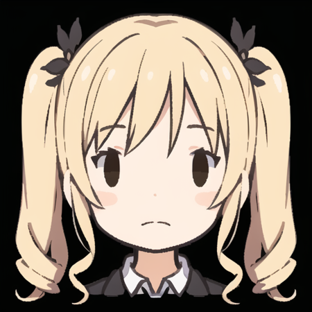 iconsono,drill hair,twintails, <lora:IconSono-08:0.85>,blonde hair, white background,