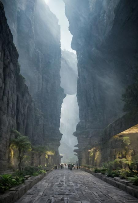 (POV view , DOF, first people view from the entrance, low angle shot:1.4), in the rainforest, mist,
(Ancient civilization, Alien Prometheus movie scene, dune movie scene:1.5), (The colonial city of the future, in the mist-filled Grand Canyon, on an unknown Earth-like planet, 2 moon on sky, Spaceship flight connects colonies, waterfulls:1.3), (Machu Picchu, a mountain settlement, incredibly spectacular:1.2), (Mario Botta:1.3), (avant-garde, future, reality, science fiction, photorealistic), (modern architecture:1.2), White limestone and black granite, fountain, waterfall, landmark, square, path, narrow street,
(Large Files, Ultra Realistic, 8K, 16k, FHD, HD, VFX, Perfect, Photography, composition, Architecture Sales Photography, Architecture Competition, Ultra High Resolution, Cinematography, High Resolution Image:1.1), (dramatic lighting, direct sunlight, ray tracing, clear shadow:1.2),  (real landscape:1.1), (blurred background:1.0), (urban background, more_details) ,
extremely detailed, hillscastel, great lighting, <stardeaf-cold-arc>, Metro Station