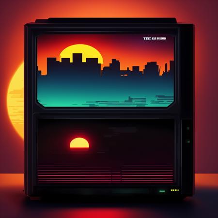 textless (retrowave:1) an illustration of a television screen with a sunset in the background <lora:RetroWave_LoraBooth:1>