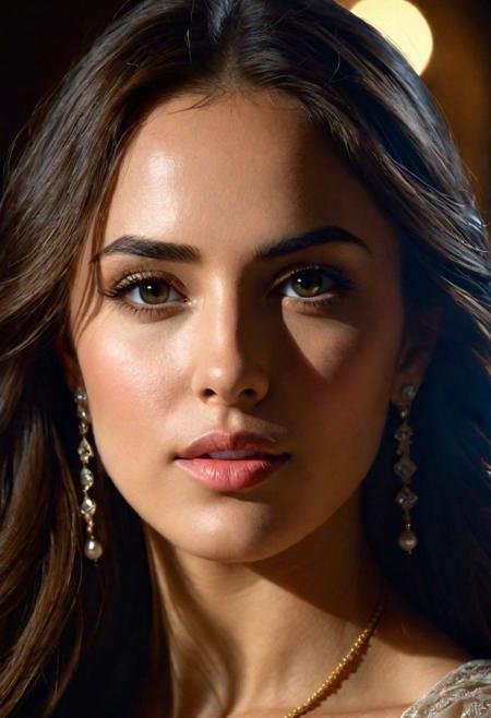 high quality, 8K Ultra HD, hyper-realistic portrait of a captivating woman, With her extraordinary level of detail, The woman is portrayed in a moonlit setting, her features bathed in a soft, diffused glow that accentuates the delicate nuances of her expression. The artist, drawing from Sargent's precision, captures every subtle contour of her face, the intricacies of her gaze, and the cascading strands of her hair, In this mysterious ambiance, the artist employs da Vinci's mastery of shadow and light, creating an alluring interplay that accentuates the enigmatic aura surrounding the woman, Shadows dance across her features, enhancing the depth of her gaze and adding a touch of secrecy to the composition, highly detailed,