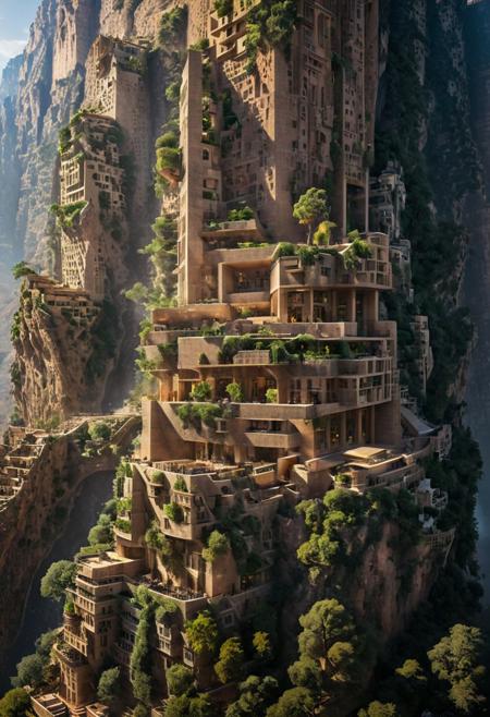 (The colonial city of the future, in the mist-filled Grand Canyon, on an unknown Earth-like planet, 2 moon on sky, Spaceship flight connects colonies, waterfulls:1.3), (Machu Picchu, a mountain settlement, incredibly spectacular:1.2), (Mario Botta:1.3), (avant-garde, future, reality, science fiction, photorealistic), (modern architecture:1.2), 
(Large Files, Ultra Realistic, 8K, 16k, FHD, HD, VFX, Perfect, Photography, composition, Architecture Sales Photography, Architecture Competition, Ultra High Resolution, Cinematography, High Resolution Image:1.1), (dramatic lighting, direct sunlight, ray tracing, clear shadow:1.2),  (real landscape:1.1), (blurred background:1.0), (urban background, more_details) ,
ac_neg1, great lighting, clear, hillscastel, extrusionbuilding, vertical