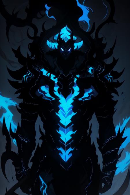 8k full body portrait of  Undead shadow Worm with blue flames and a black body,high detailed masterpiece, anime style highly detailed, majestic, art by artgerm and ruan jia and greg rutkowski,<lora:undeadshadows:0.7>