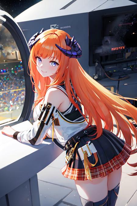 bagpipe,1girl,bagpipe\(origin\), bagpipe\(race_queen\),long_hair, orange_hair,plaid_skirt, purple_eyes,plaid,thighhighs,skirt,breasts,dragon_horns,bangs,blunt_bangs,


(masterpiece, sidelighting, finely detailed beautiful eyes: 1.2), (on the moon, space, looking back into earth),  black tank top, volumetric lighting, white jacket,  cyberpunk, futuristic, multi-color eyes, detailed eyes, hyper detailed,light smile, highly detailed, beautiful, small details, ultra detailed, best quality, intricate, hyperrealism, sharp, digital illustration, detailed, realism, intricate, 4k, 8k, trending on artstation, good anatomy, beautiful lighting, award-winning, photorealistic, realistic shadows, realistic lighting, beautiful lighting, raytracing, intricate details, moody, rule of thirds, masterpiece, (illustration:1.1), highres, (extremely detailed CG, unity, 8k wallpaper:1.1), beautiful face, highly detailed face, ultra realistic, masterpiece, bokeh, extremely detailed, intricate, zoomout, colorful, vibrant colors, side view,