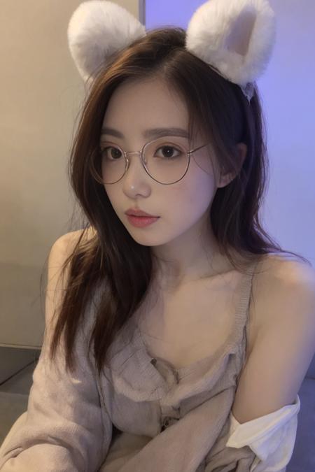 (8k),best quality, (photorealistic,realistic:1.2),
 <lora:breastinclassBetter_v141:0.5>,bingtangxiaoxiaosu, 1girl, solo, looking at viewer, shirt, plaid, realistic, plaid shirt, in container, mouse ears, long sleeves, glasses,