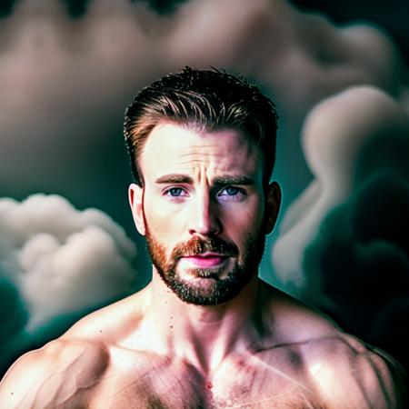 portrait of chrisevans person shirtless, professional photography, high resolution, 4k, 50mm, vaporwave, photo by Brooke Shaden, <lora:chrisevans_6150:1>