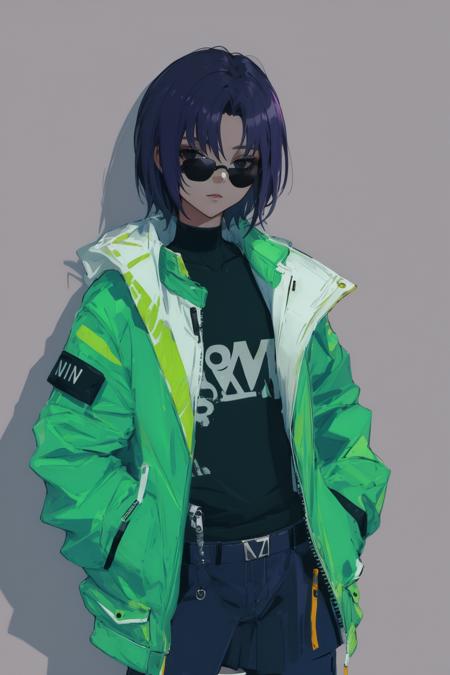 1girl,hands in pockets,cute,black sunglasses,detailed background,
 <lora:CarolV3.2.8-batch1.512:0.7>,