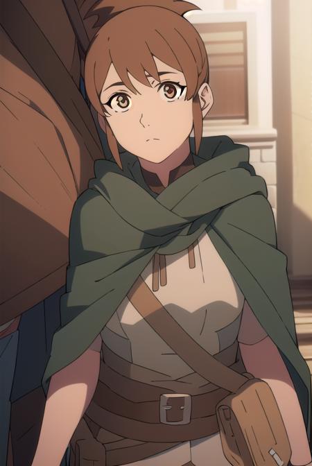 dotamarci, <lora:marcitest:1>,
marci, bangs, brown hair, (brown eyes:1.5), ponytail, short ponytail,
BREAK belt, cape, armor, cloak, pouch, brown belt, belt pouch,
BREAK looking at viewer,
BREAK outdoors, 
BREAK <lora:GoodHands-vanilla:1>, (masterpiece:1.2), best quality, high resolution, unity 8k wallpaper, (illustration:0.8), (beautiful detailed eyes:1.6), extremely detailed face, perfect lighting, extremely detailed CG, (perfect hands, perfect anatomy),