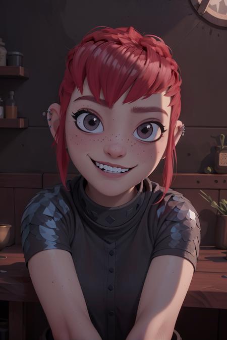 realistic, realism, photorealism, photo-realistic, high contrast, (photorealistic:1.4), 8k high definition detailed realistic, NSFW,(best quality, masterpiece:1.2),  photon mapping, radiosity, physically-based rendering, best quality, highly detailed, 1girl, nfnimona, face, close up, teeth,smile, evil smile, 
<lora:nfnimonav3-64:0.7>,