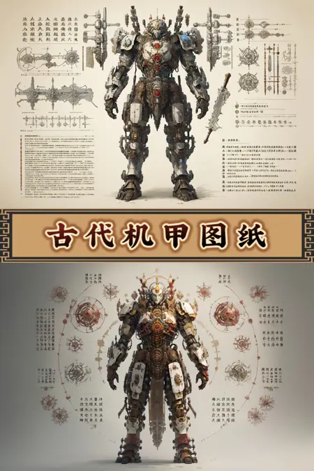 古代机甲图纸 | Mecha drawings in ancient Chinese style
