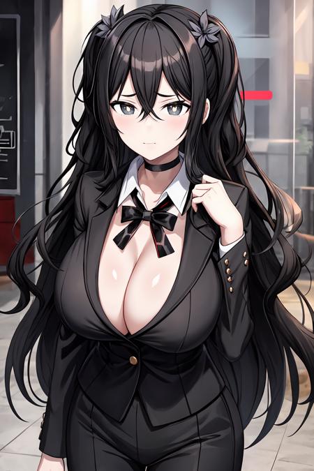 a girl, pissed-off, black hair, (black pupils:1.4), BREAK, big breasts, (black office suit:1.3)
<lora:Fubuki_SK:0.7>
<lora:add_detail:0.7>
<lyco:GoodHands-beta2:0.7>