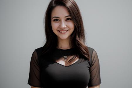 RAW photo, face portrait photo of beautiful 26 y.o woman, cute face, wearing black dress, happy face, hard shadows, cinematic shot, dramatic lighting