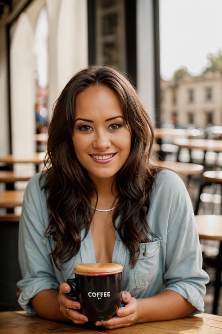<lora:AsiaCarrera:0.8>, full color portrait of a young woman, having coffee at an old cafe, smile, god rays, natural light, RAW photo, subject, 8k uhd, dslr, soft lighting, high quality, film grain, Fujifilm XT3