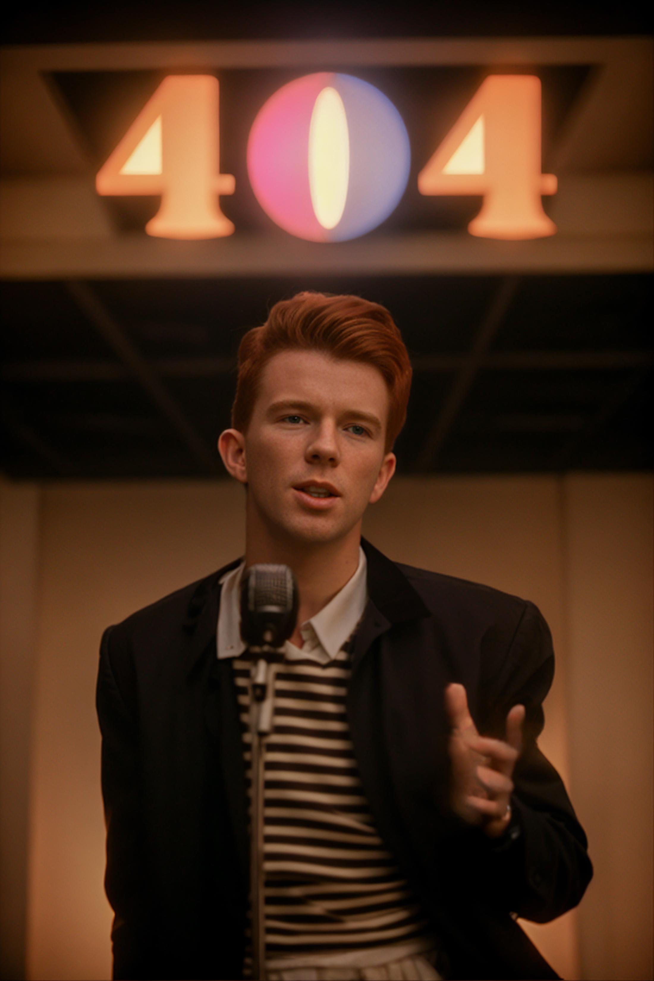 A man with red hair singing into a microphone.