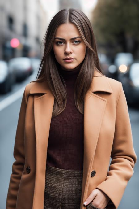 photo of (l4ub3rl1n:0.99), a woman, RAW, close portrait photo, long brown leather coat, turtleneck, long haircut, slim body, lips parted, warm lighting, 4k, sharp focus, high resolution, (ultra detailed face:1.2), (ultra detailed skin:1.2), (ultra detailed eyes:1.2), (ultra detailed pupils:1.3), (ultra detailed iris:1.2), ultra detailed hair, 8k uhd, dslr, low harsh lightinghigh quality, film grain, Fujifilm XT3 sharp focus, f 5.6, lips parted, (intricate detailed clothes),