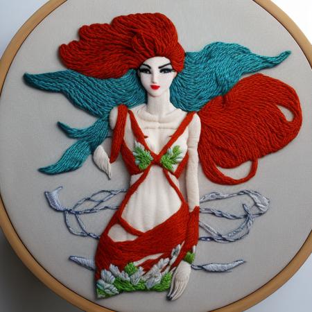 a siren, full body, embroidery by embarg