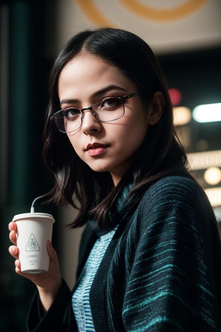 photo of (EPP4l4kS1ndhw4n1:0.99), closeup portrait, perfect hair, (modern photo, [ Bag: A canvas tote bag with a playful print. |Cropped cardigan with balloon sleeves]), 24mm, (analog, cinematic, film grain:1.3), ((galactic council assembly room, ancient scrolls,charging station,cups/glasses, vinyl,obsidian stone,triangular tapestry tapestry, high-intensity discharge lamps, fiber optic lighting, tech noir, gradient:1.1)), ((detailed eyes)), ((eyeliner, long lashes)), (epicPhoto), long eyelashes, (perfect waist), (painted lips)