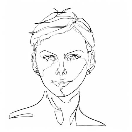 SingleLineArt style B&W drawing of Charlize Theron<lora:SingleLineArt-LORA:1>