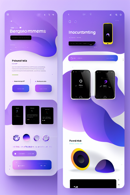 <lora:UI-UX:1> UI-UX Style, a website layout on a samsung mobile device, purple gradient theme, CSS compatible, aero elements