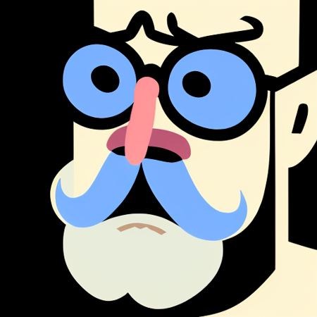 <lora:ttsicon:1> Angry old man, wearing glasses with a small beard, blue background