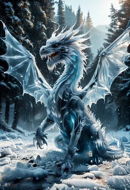 score_9, score_8_up, score_7_up,
Fire and Ice Style made all world :
(
masterpiece, best quality, absurdres, Ultra-HD, 8K cinematic, award-winning, flawless, breathtaking, hyperdetailed, intricate, photorealistic, amazing quality, highres, very aesthetic, stunning composition, vibrant, detailed background, incredible lighting, sharp focus. male dragon, 1c3_w1n73r, 1c3_w1n73r dragon, a dragon with impressive wings spitting fire into the ground made entirely from Ice, Transparent or translucent or see through, maybe add winter, snow and crystals. Dynamic lighting, volumetric lighting, god rays, atmospheric perspective, beautifully lit, vivid colors.
)
masterpiece, best quality, absurdres, Ultra-HD, 8K cinematic, flawless, hyperrealistic, intricate details, ultra-fine details, amazing quality, highres.
super exquisite, micro details, delicate textures, intricate patterns, definition so sharp.
1c3_w1n73r, BadDream, Newfantasycore, aidmaimageupgrader