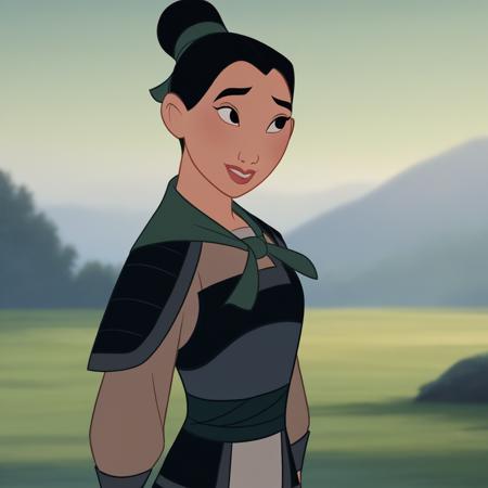 MULAN, 1girl, solo, black hair, long hair, black  eyes,