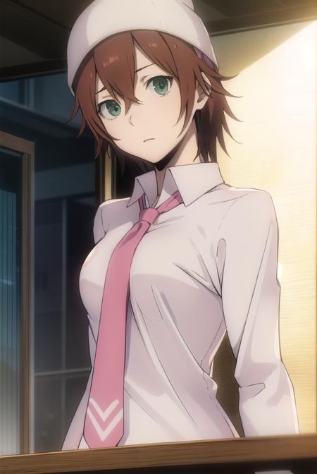 mikaharima, <lora:mika harima s1-lora-nochekaiser:1>,
mika harima, short hair, brown hair, (green eyes:1.3),
BREAK skirt, shirt, hat, beanie, school uniform, pleated skirt, necktie, white shirt, collared shirt, long sleeves, red skirt, pink necktie,
BREAK indoors, classroom,
BREAK looking at viewer, (cowboy shot:1.5),
BREAK <lyco:GoodHands-beta2:1>, (masterpiece:1.2), best quality, high resolution, unity 8k wallpaper, (illustration:0.8), (beautiful detailed eyes:1.6), extremely detailed face, perfect lighting, extremely detailed CG, (perfect hands, perfect anatomy),