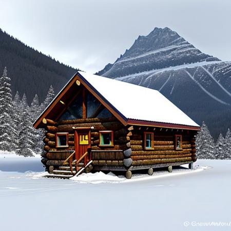 magic fortified   cabin on icy mountain