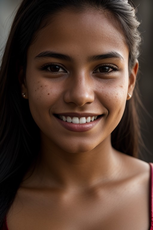 complete portrait photo of a young Colombian woman, smiling, skin pore, dramatic lighting, ambient occlusion, high detail,...