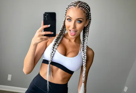Sarah Petersons Fit Gym selfie solo pose FT15