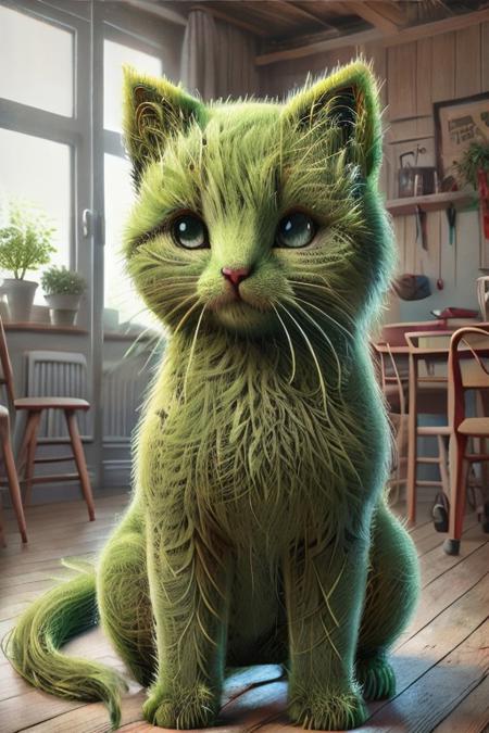 grassify, living room, window, autumn tree, Cute (massive huge eyed), kittens, (wearing beanie hat), 4k, high detail, high quality, realistic, full body,