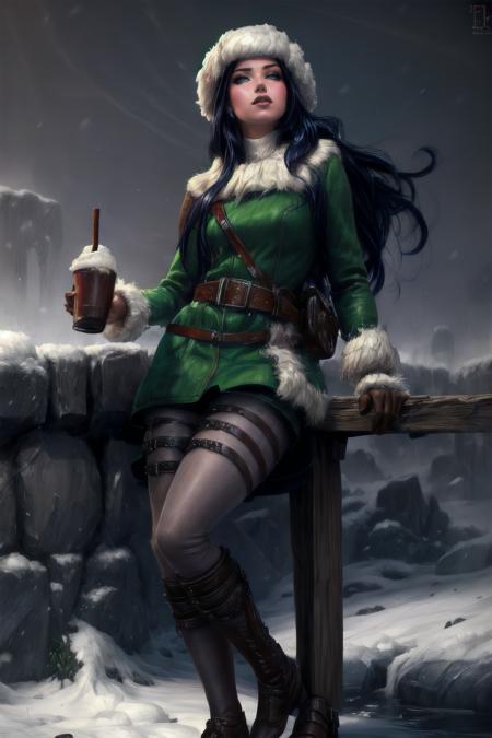 Highly detailed, High Quality, Masterpiece, beautiful,  <lora:more_details:1>,<lora:ArcticCaitlyn-09:1>, ArcticCaitlyn, winter  drinking hot chocolate, full body, intricate, elegant, highly detailed, digital painting, artstation, concept art, matte, sharp focus, illustration, art by Artgerm and Greg Rutkowski and Alphonse Mucha