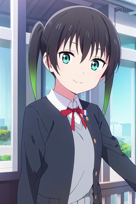 (best quality, masterpiece:1.2), 1girl, solo, anime, anime screencap,  ray tracing, global illumination, ultra resolution image, vivid color,  cinematic light,  lens flare,  light on face, glow eyes, (upper body1.2),  smile, depth of field, happy, front view, pov, outdoors, blue sky, sunlight, day, detailed background, kawaii, cute,
<lora:A_Takasaki Yuu WSU:0.8> takasaki yuu, nijigasaki academy school uniform, long sleeves, jacket