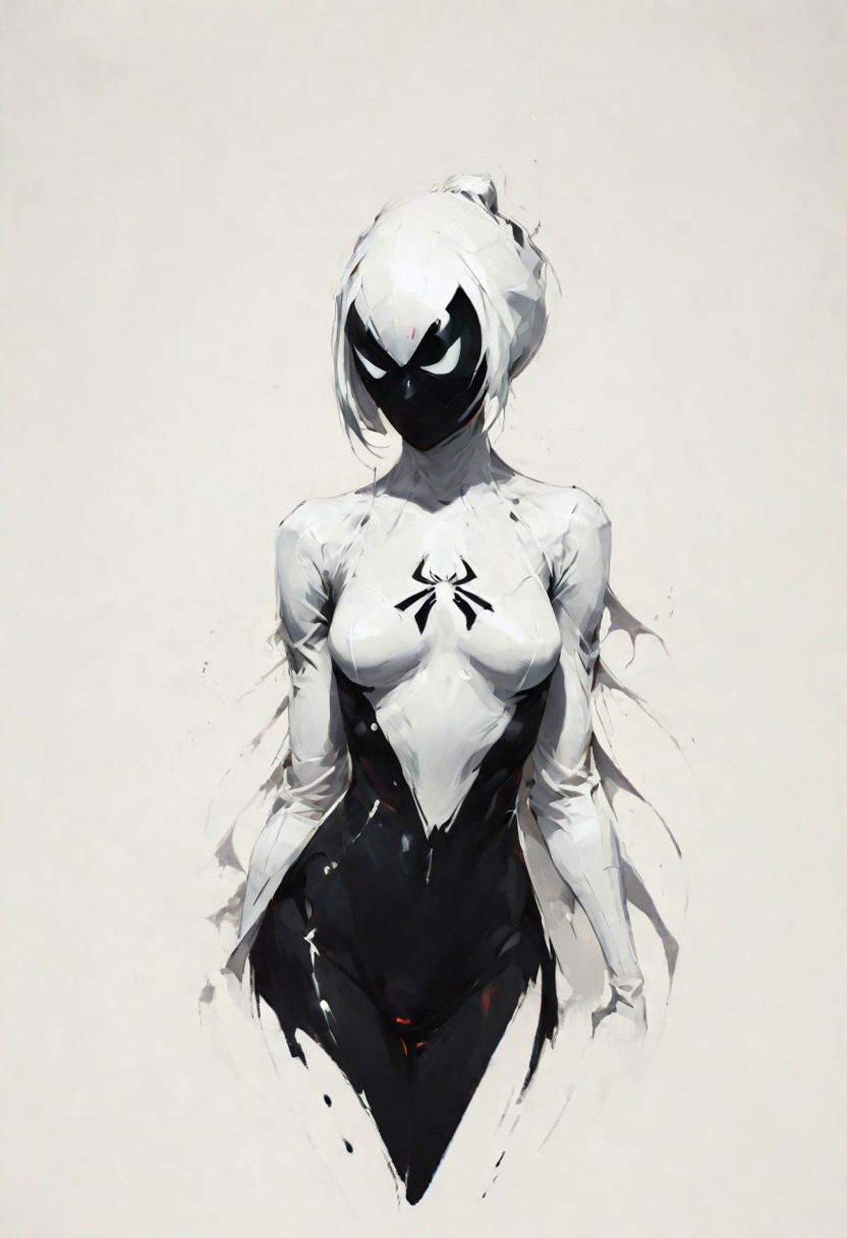 White and Black Spider-Woman Illustration