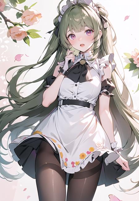 soda 1girl green hair maid maid outfit
