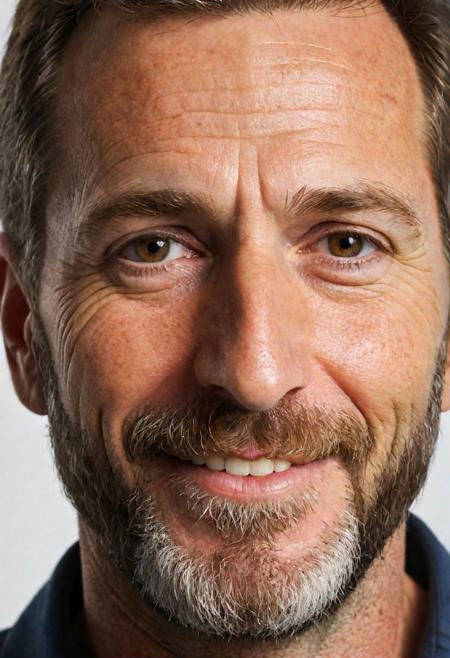 a 45yo brown hair (nobody) man with beard (human wrinkles), (((full body))), meticulous human skin pores and defect skin pores, the boss, Photo Focus, Aperture, insanely detailed and intricate, character, hypermaximalist, hyper realistic, super detailed, round pupils, perfect hazel eyes, (sitting:1.25), in an incentive seminar (smiling 1.3), perfecteyes, challenge the viewer.