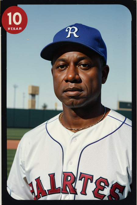 AndreBraugher, solo, early 1900s ((baseball card:1.2)), Honus Wagner, 1911 American Tobacco Company T206, 160mm f/8, 1/10s, ISO 25, ((tintype, portrait, full color, gradient)), vintage baseball uniform, ((geometric halftone background))