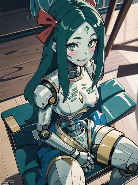 1girl, robotic, green eyes, necron, long green hair, sitting on chair, spread legs, from above, spread legs, (((lewd))), blush, ((pussy)), ahegao,
<lora:necron_girl_v1:0.75>, (masterpiece:1.4, best quality:1.4), ultra-detailed, illustration, (high resolution), Best background details, (Best character details:1.3)