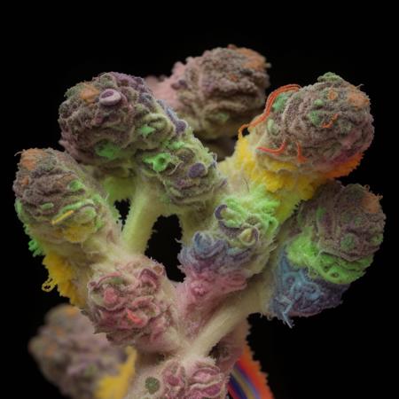 (rainbow colored:1.4),  glowing neon marijuana buds,  colas, GANnabis,  <lora:GANnabis-000009:0.5>